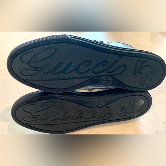 Gucci silver metallic studded high top california sneakers - Picture 2 of 2